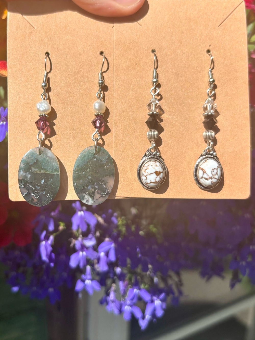Handmade stone and Swarovski crystal earrings. - Picture 7 of 11